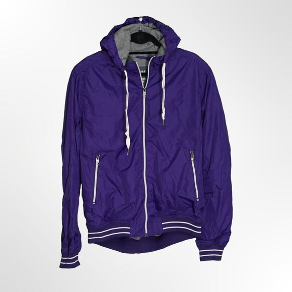 Men's H&M L.O.G.G. Purple Zipper Windbreaker Hoodie - Large - Picture 1 of 6